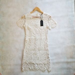 BLACK SWAN Ivory Crochet Sheath Dress